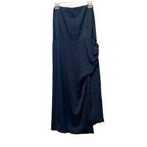 Cushnie for Target Navy Blue Strapless Maxi Dress Ruched Side Slit Plus Size 22W